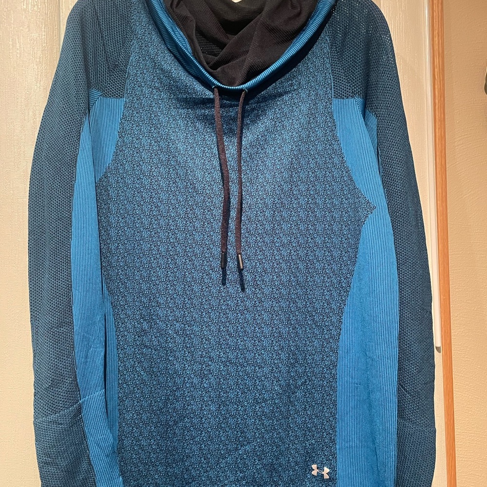 Under Armour Vanish Blue and Black Cowl Neck Long Sleeve Running Top NWOT SZ XL